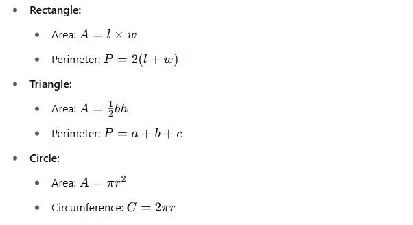 useful math formulas