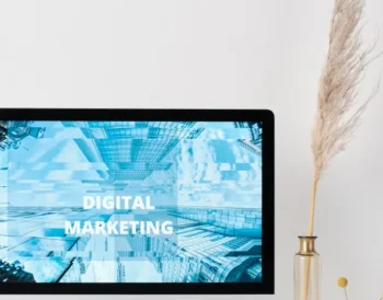 Laptop screen showing digital marketing dashboard for small business AI tools