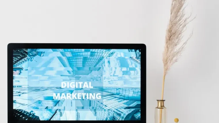 Laptop screen showing digital marketing dashboard for small business AI tools