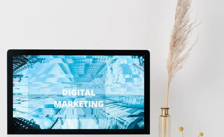 Laptop screen showing digital marketing dashboard for small business AI tools
