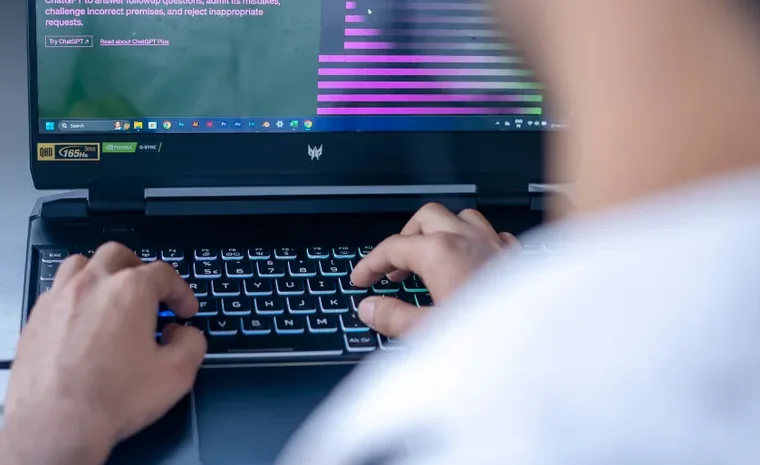 Laptop screen showing automation workflow software for small business